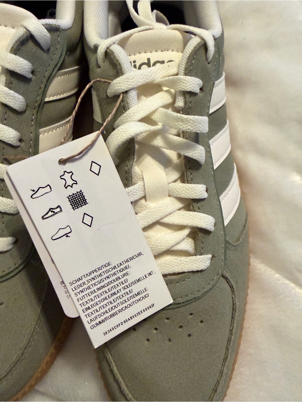 adidas Olive Green Suede Sneakers with White Stripes and Gum Sole - Picture 6 of 11